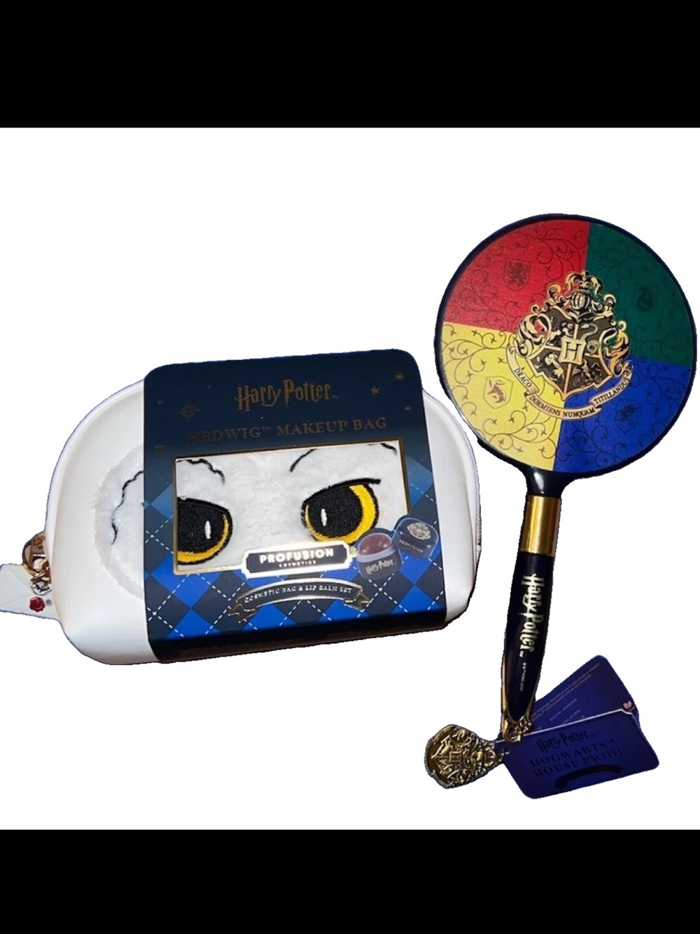 Profusion Harry Potter Hogwarts Hand Mirror and Hedwig Cosmetic Bag